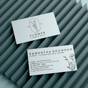 Carte De Visite Florist floral bleu doux élégant Fleur Fleur