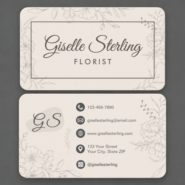 Carte De Visite Florist Neutral Floral (Créateur téléchargé)