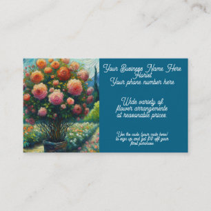 Carte De Visite Floriste Arrangement de fleurs Rose Topiary Van Go