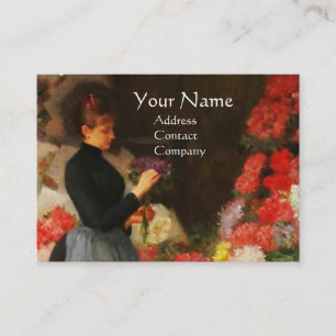 CARTE DE VISITE FLORISTE FABRIQUANT UN BOUQUET AUX FLEURS COLORÉE