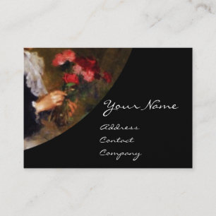 CARTE DE VISITE FLORISTE FABRIQUANT UN BOUQUET AUX FLEURS COLORÉES