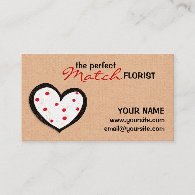 Carte de visite Floriste kraft Dotty Heart (Devant)