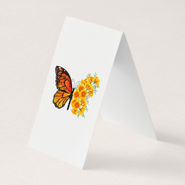 Carte De Visite Flower Butterfly with Yellow California Poppy (Dos)