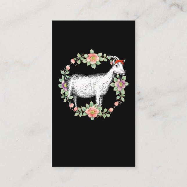Carte De Visite Flower Goat Girl Bandana Amoureux des animaux (Devant)