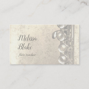 Carte De Visite flûte professeur faux feuille d'or treillis
