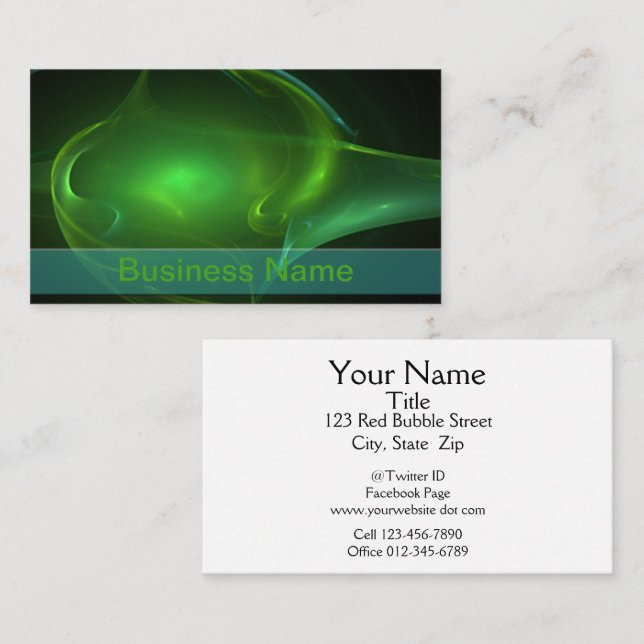 Carte De Visite Flux d'Art numérique Abstrait de la bulle verte mo (Devant / Derrière)