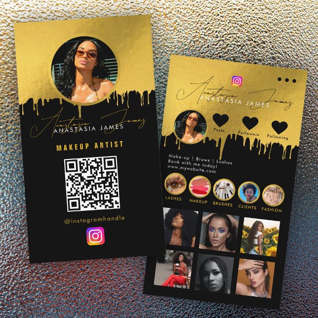 Carte De Visite Flux photo d'Influencer Médias sociaux QR Code Lux (Influencer Photo Feed Social Media QR Code Luxury Business Card)
