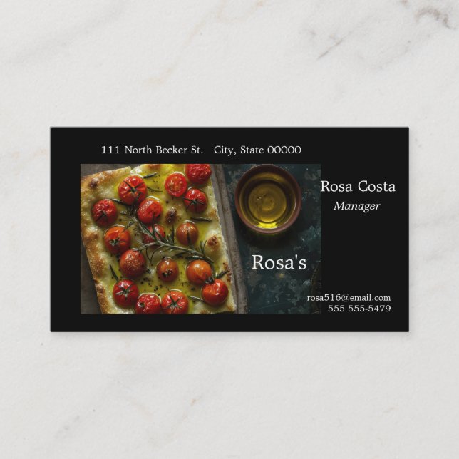 Carte De Visite Focaccia avec tomates cerises d'en haut (Devant)