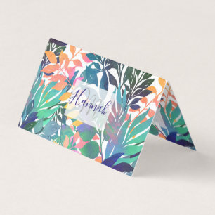 Carte De Visite Foliage de la Jungle tropicale Aquarelle Verdure