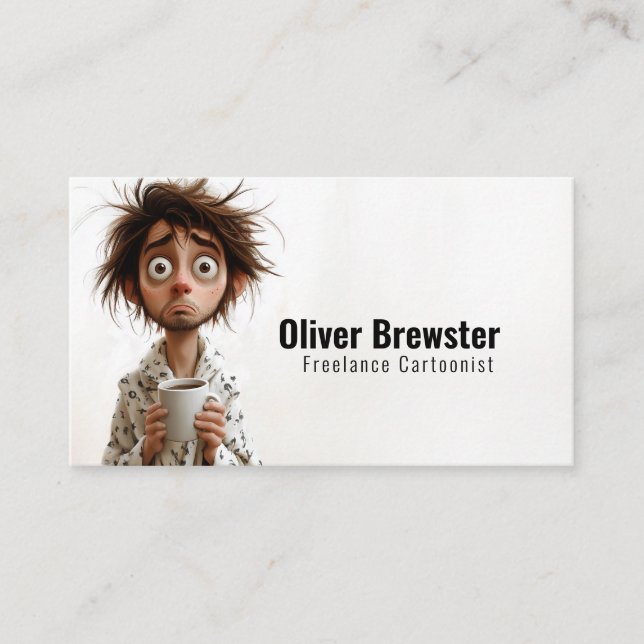 Carte De Visite Folie du matin : Café d'abord, questions plus tard (Devant)