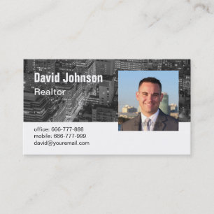 Carte De Visite Fond de ville en nuances de gris Immobilier Agent 