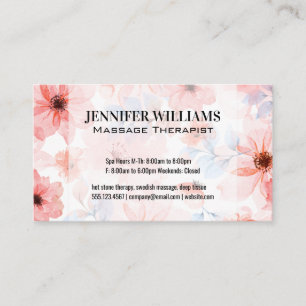 Carte De Visite Fond élégant de fleurs roses et bleues