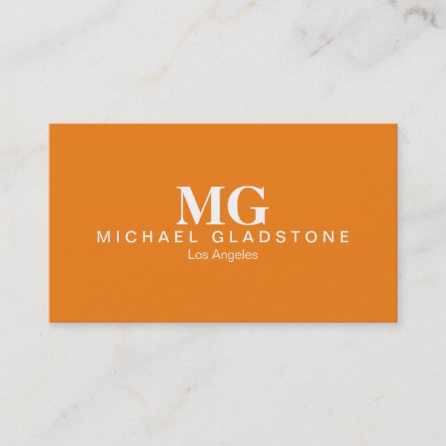 Carte De Visite Fond orange monogramme (Devant)