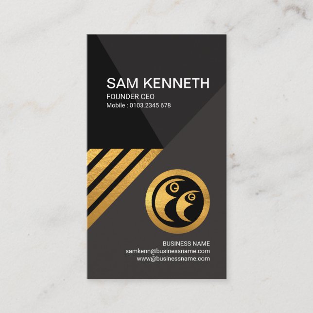 Carte De Visite Fondateur noir de Président d'or de Faux (Devant)