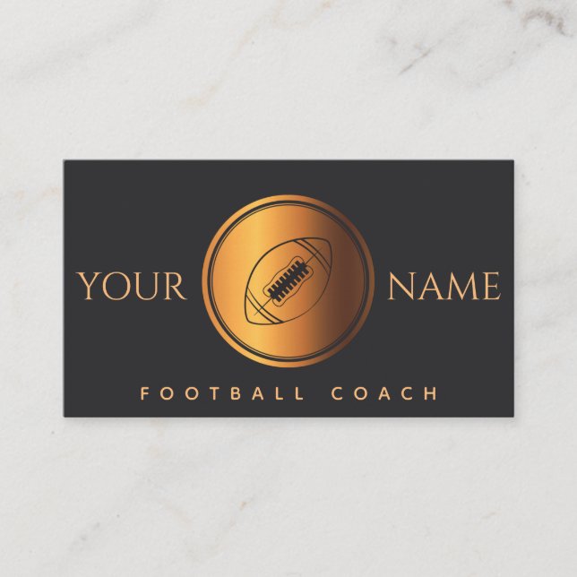 Carte De Visite Football Coach Player Team Modern Gold Black Sport (Devant)