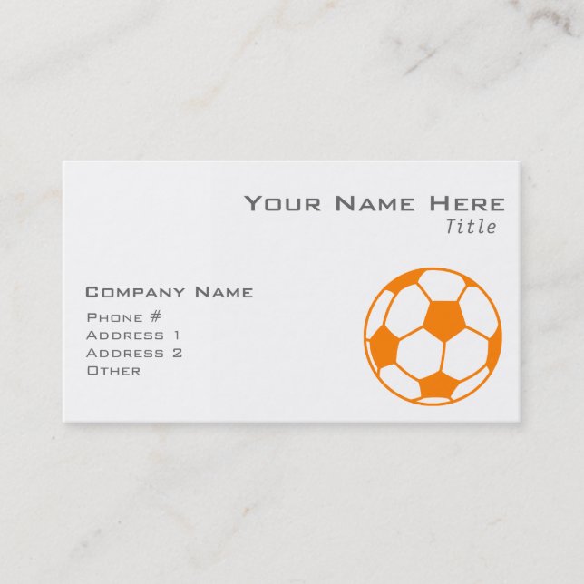 Carte De Visite Football orange et blanc (Devant)