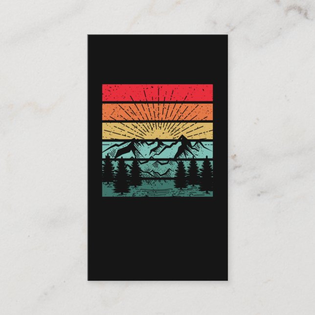 Carte De Visite Forest Sunset Mountains Camping Randonnée (Devant)