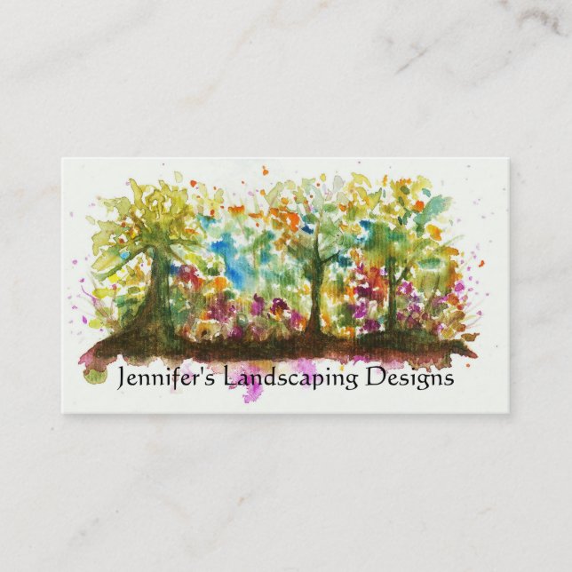 Carte De Visite Forêt abstraite d'arbres d'art de paysage (Devant)