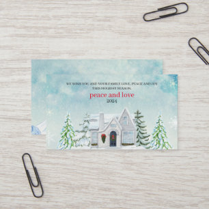 Carte De Visite Forêt d'aquarelle Joyeux Noël