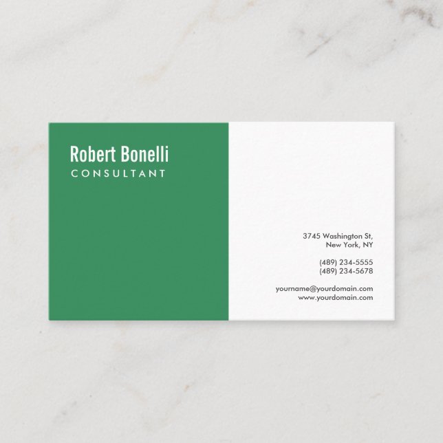 Carte De Visite Forêt de mer minimaliste Vert blanc moderne person (Devant)