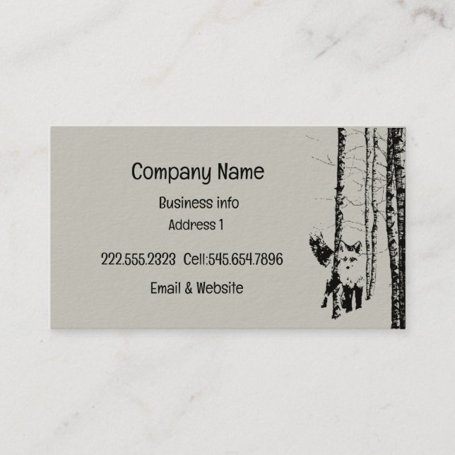 Carte De Visite Forêt de renard de Birch Animal Silhouette Nature  (Devant)