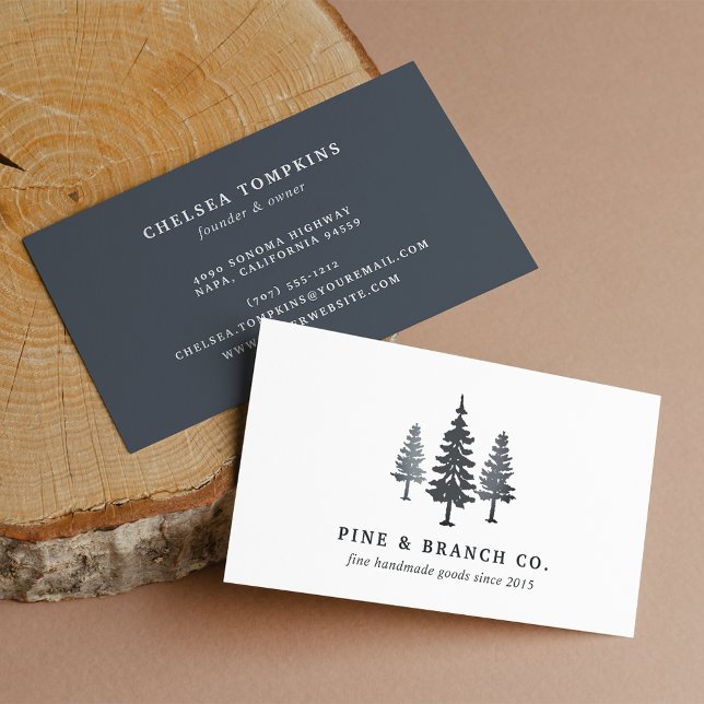 Carte De Visite Forêt d'hiver | Logo de l'arbre des pins (Créateur téléchargé)