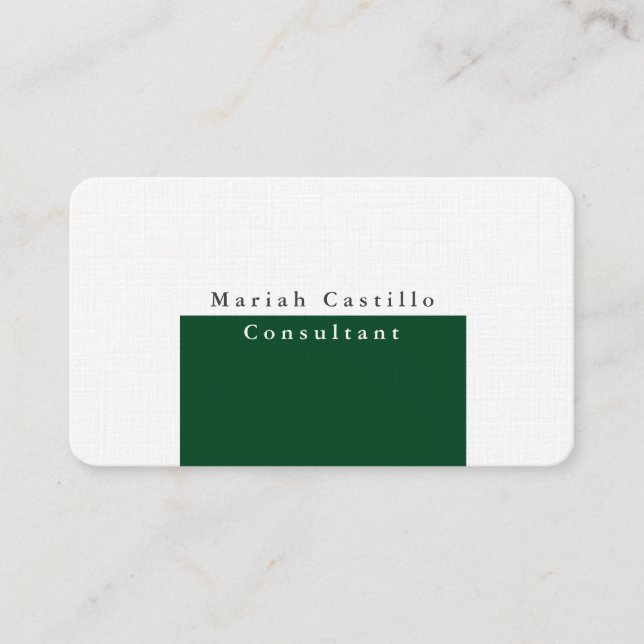 Carte De Visite Forêt Élégante Vert Blanc Minimaliste Moderne (Devant)