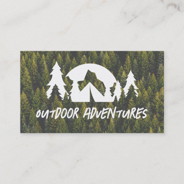 Carte De Visite Forêt | Logo Camping en plein air (Devant)