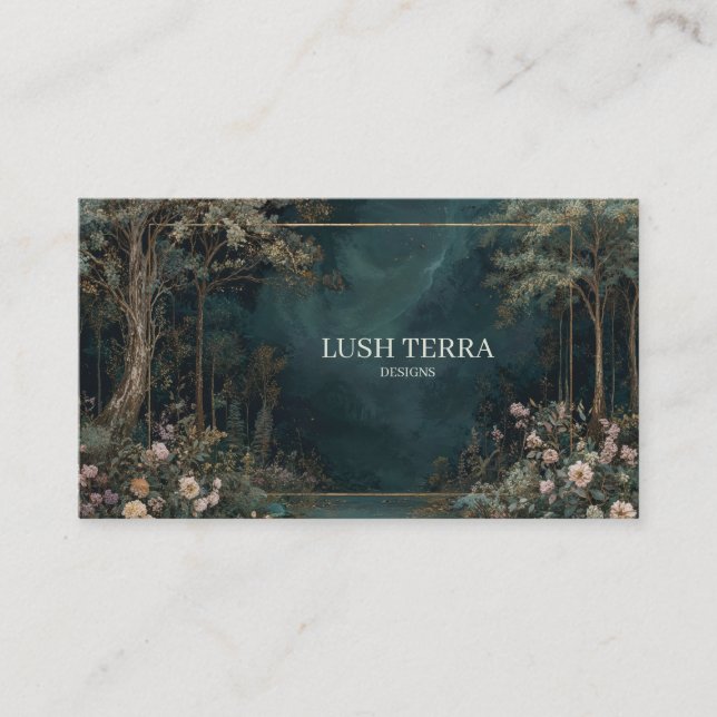 Carte De Visite Forêt nocturne enchantée et florale (Devant)