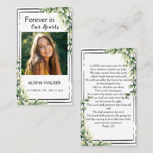 Carte De Visite Forever in Our Hearts Photo Funeral Prayer Card