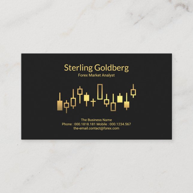 Carte De Visite Forex Dealer Shiny Gold Stock Exchange (Devant)