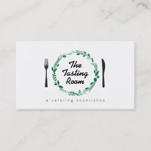 Carte De Visite Fork and Knife Wreath 3 Restaurants, Chef, Restaur