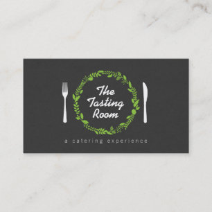 Carte De Visite Fork and Knife Wreath 4 Restaurants, Chef, Restaur