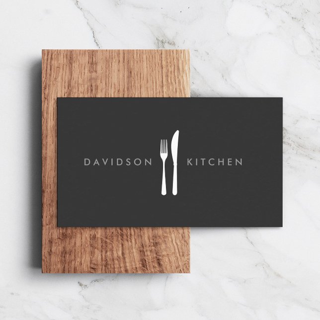 Carte De Visite Fork & Knife Logo 2 pour Chef, Foodie, Restaurant (Créateur téléchargé)