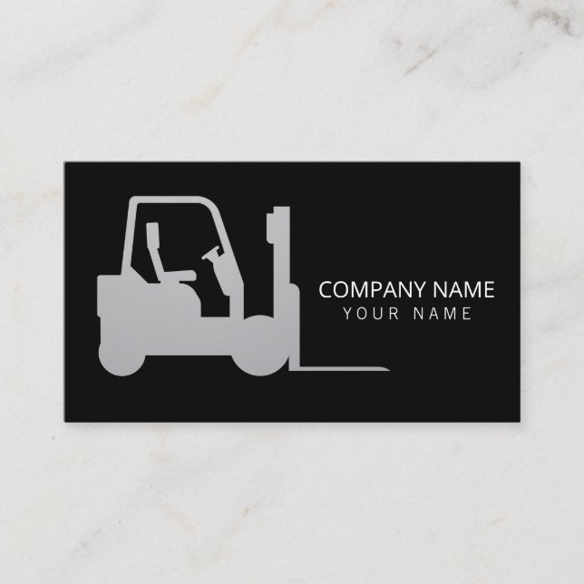 Carte De Visite Forklift en argent noir, Logisitcs - Professionnel (Devant)