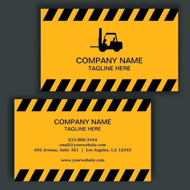 Carte De Visite Forklifts Jaune et Noir simples, Logisitcs pro (Créateur téléchargé)