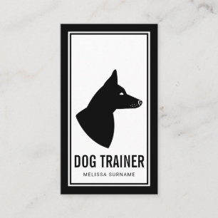 Carte De Visite Formateur de chiens silhouette de chien noir et bl