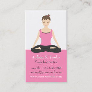 Carte De Visite Formateur de yoga féminin de médiation rose tendan