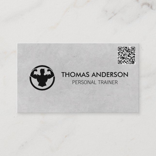 Carte De Visite Formateur personnel | Entraîneur Fitness | Code QR (Devant)