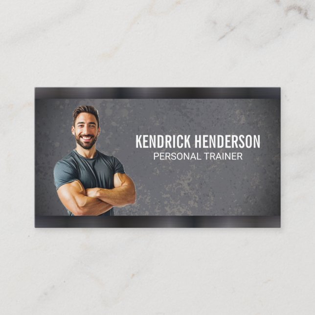 Carte De Visite Formateur personnel | Homme musclé souriant (Devant)