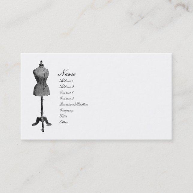 Carte De Visite Forme antique de robe (Devant)