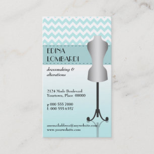 Carte De Visite Forme bleu-clair de robe de Chevron