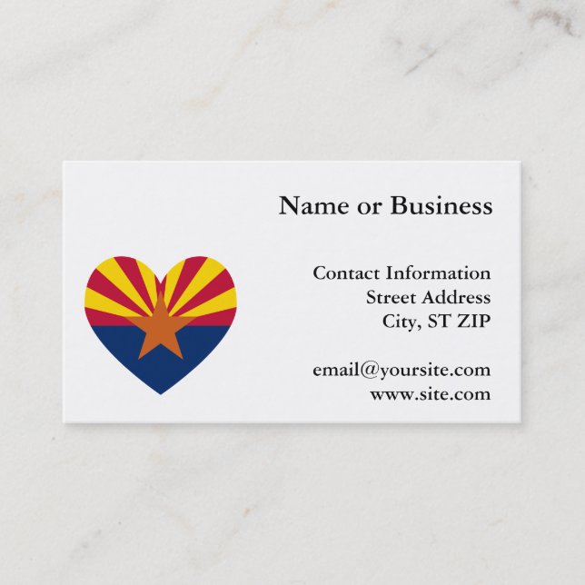 Carte De Visite Forme de coeur du drapeau de l'Arizona (Devant)