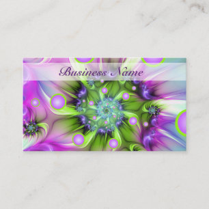 Carte De Visite Formes arrondies de spirale colorées Art fractal A