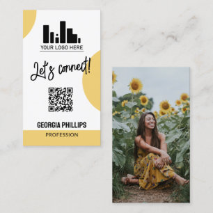 Carte De Visite Formes jaunes douces QR Code Photo et votre logo