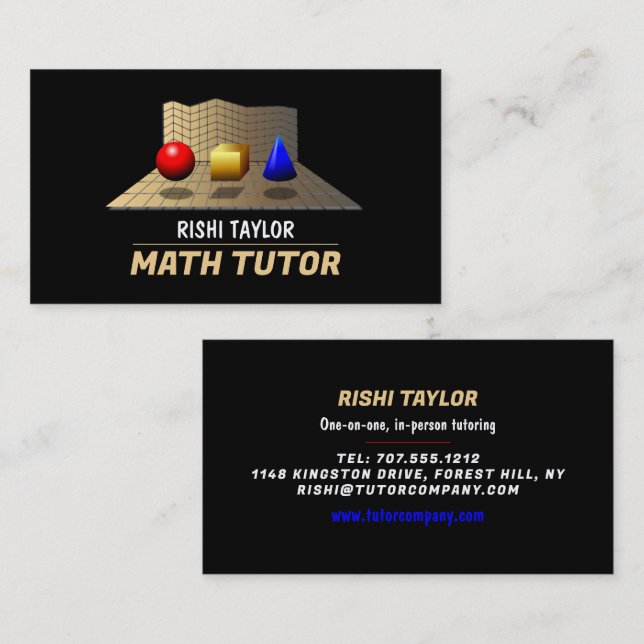 Carte De Visite Formes mathématiques, Tuteur mathématique, Enseign (Devant / Derrière)