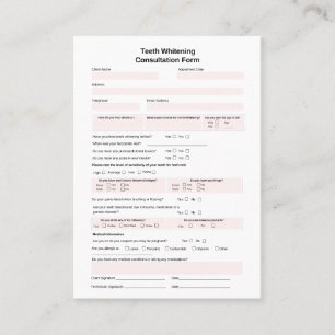 Carte De Visite Formulaire de consultation sur le blanchiment des 