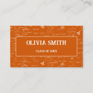 Carte De Visite Formules Mathématiques Orange Professionnel Diplôm