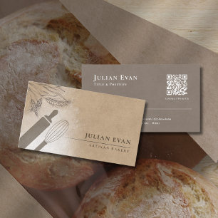 Carte De Visite Fouet à farine rustique Pâtissier Boulangerie arti