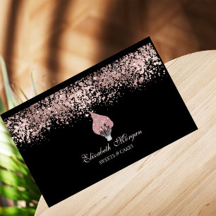 Carte De Visite Fouet à paillettes Rose Gold Drips Boulangerie Noi